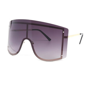 Luxe Oversized Goggle Frame Rimless Sunglasses