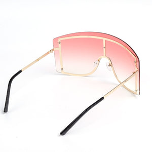 Luxe Oversized Goggle Frame Rimless Sunglasses